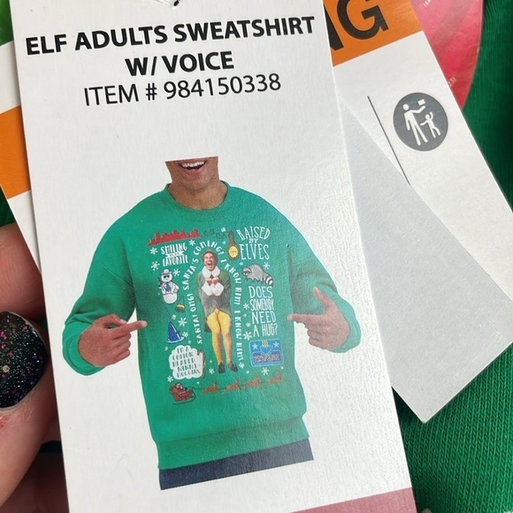 Talking Buddy the Elf Ugly Christmas Sweatshirt with Voice Sound Box, Size XL - Picture 8 of 10